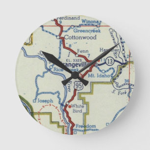 Grangeville Idaho Vintage Karte Runde Wanduhr