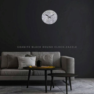 Granit Black Runde Wanduhr