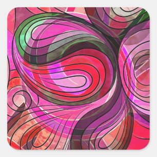 Granit-Granit-Granit-Doodle mit schwarzen Linien Quadratischer Aufkleber