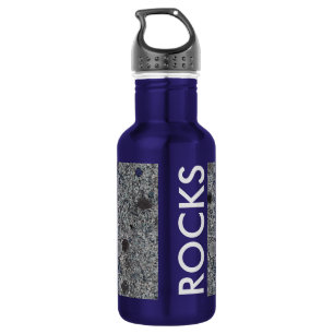 Granit-Grau mit blauen Details und Text Edelstahlflasche