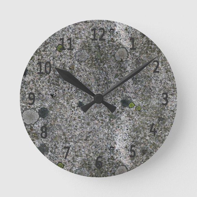 Granit-graue schwarze Stellen Runde Wanduhr (Vorderseite)