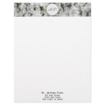 Granit-Weiß mit Monogramm und Adresse