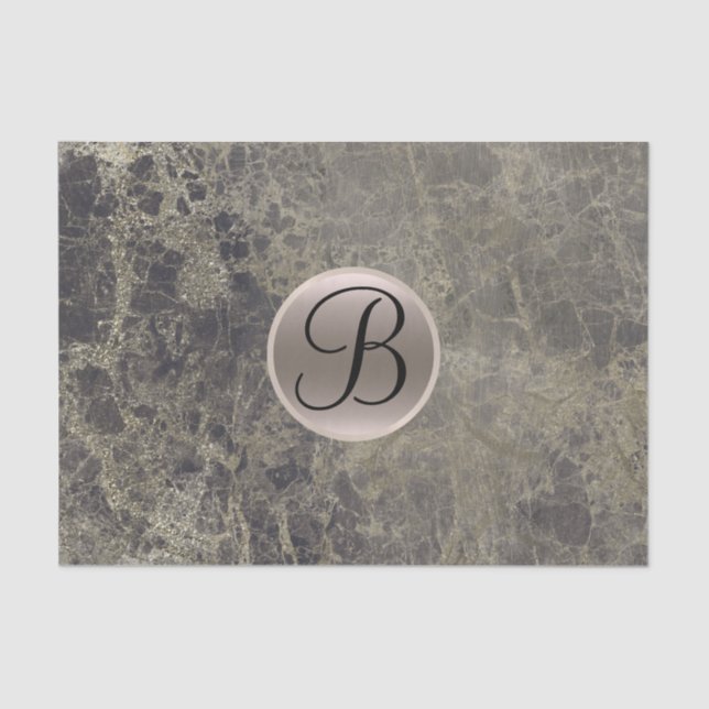Granite Marble Glam Monogram Letter Initial Seidenpapier (Vorderseite)