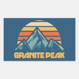 Granite Peak Montana Retro Türkis Rechteckiger Aufkleber