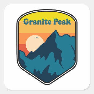 Granite Peak Montana Sunrise Quadratischer Aufkleber