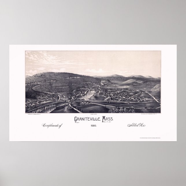 Graniteville, MA Panoramic Map - 1886 Poster (Vorne)