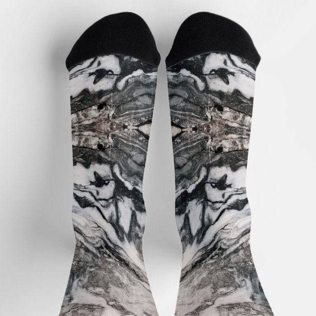 Granitfelsen in Schwarz, Weiß und Grau Socken (Oben)