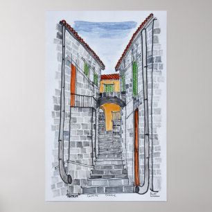 Granitgebäude, Sartene   Korsika, Frankreich Poster