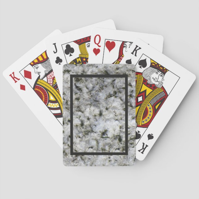Granitrock weiß mit schwarzem Rahmen Spielkarten (Rückseite)