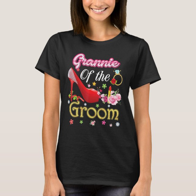 Grannie of the Groom Happy Wedding Blume Pink Sho T-Shirt (Vorderseite)