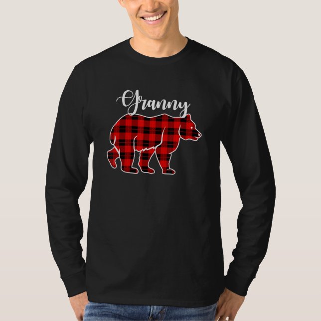 Granny Bear Red Kariert Weihnachtskostüm Match F T-Shirt (Vorderseite)