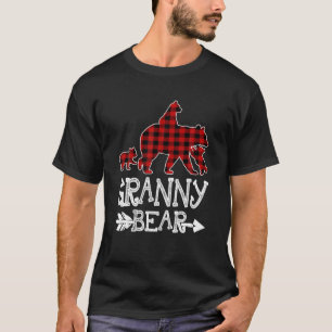 Granny Bear Three Cubs Red Kariert Mama Christmas  T-Shirt