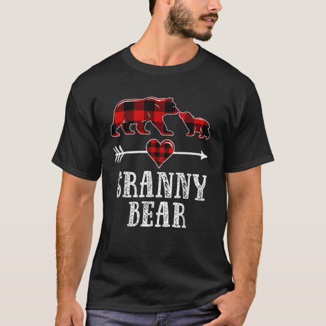 Granny Bear Weihnachtsbär Kariert Pajama T-Shirt (Vorderseite)
