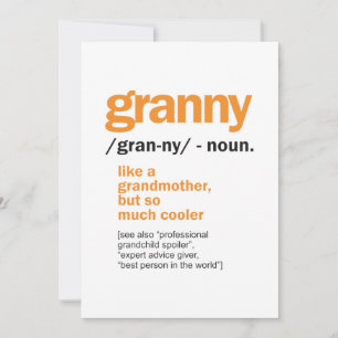 Granny Definition Großartiges Geschenk Dankeskarte