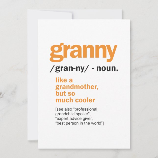 Granny Definition Großartiges Geschenk Einladung (Vorderseite)