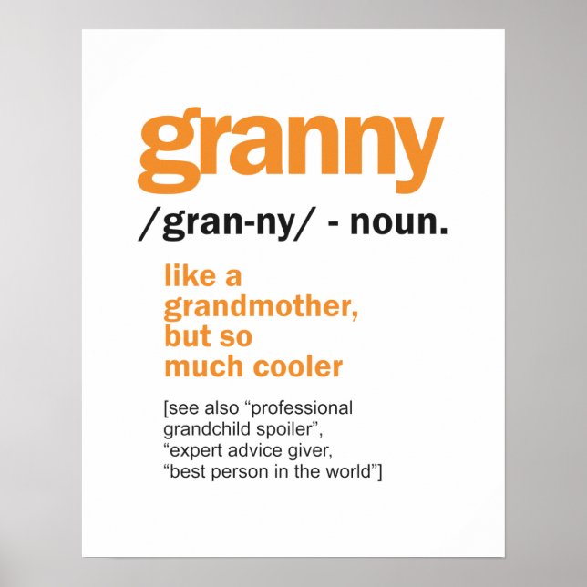 Granny Definition Großartiges Geschenk Poster (Vorne)