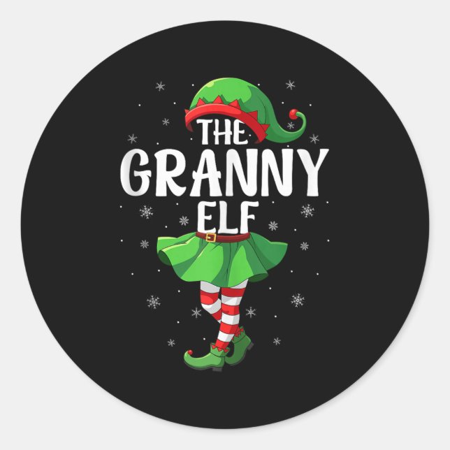 Granny Elf Christmas Grandma Women Elf Squad Xmas  Runder Aufkleber (Vorderseite)