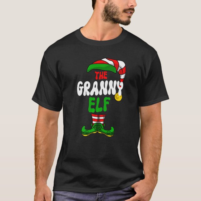 Granny Elf Pajama Matching Group Weihnachtsfeierta T-Shirt (Vorderseite)