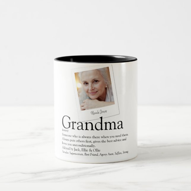 Granny Grandma Grandmother Definition Foto Zweifarbige Tasse (Mittel)