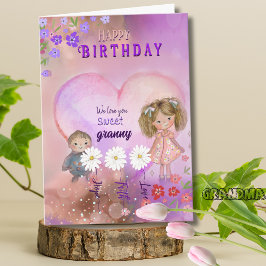 Granny Hübsch Lila Pink Geburtstag Karte