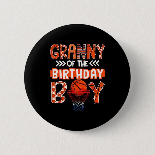 Granny Of The Birthday Boy Basketball Lover Matchi Button (Vorderseite)