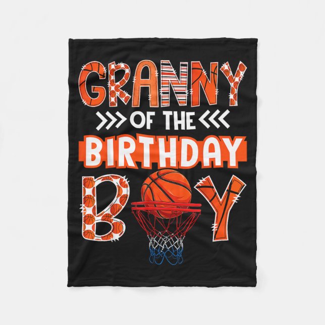Granny Of The Birthday Boy Basketball Lover Matchi Fleecedecke (Vorderseite)