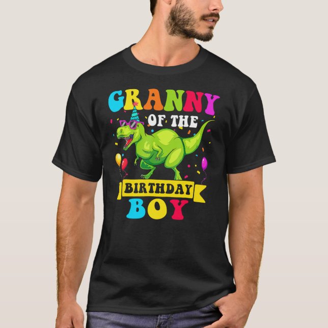 Granny of the Birthday Boy Dinosaur Raptor Funny T-Shirt (Vorderseite)
