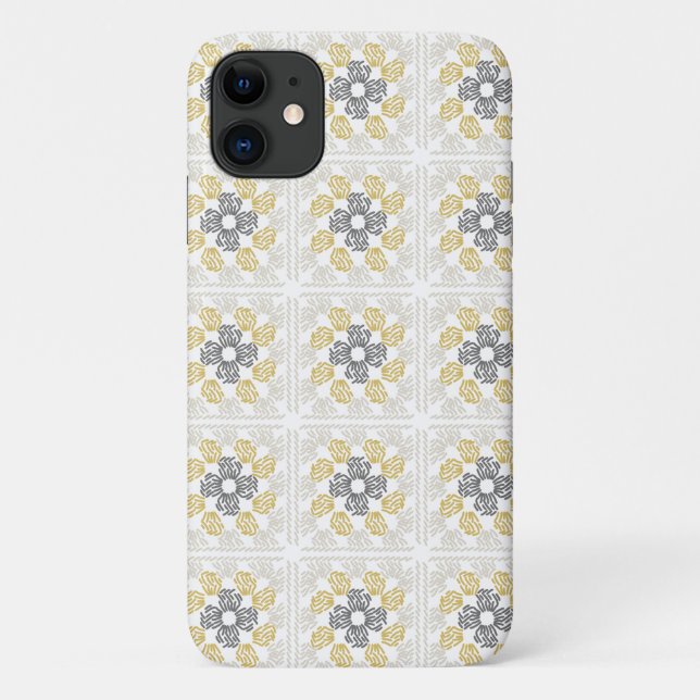 Granny Quadrat-Skizze gelb grau Case-Mate iPhone Hülle (Rückseite)
