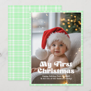 Granny Smith Apple Gingham My First Christmas Baby Feiertagskarte