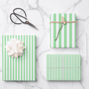Granny Smith Apple Green & White Streifen Geschenkpapier Set