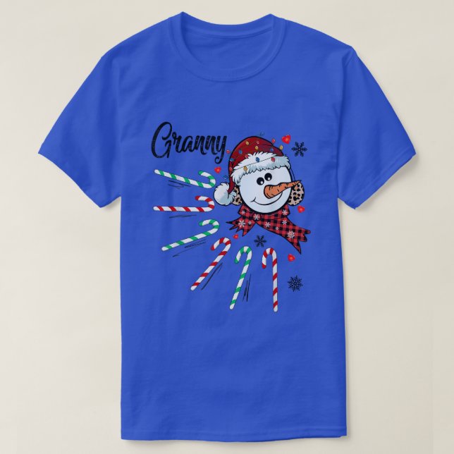 Granny Snowman Candy Cane Weihnachten Weihnachten  T-Shirt (Design vorne)