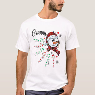 Granny Snowman Candy Cane Weihnachten Weihnachten T-Shirt
