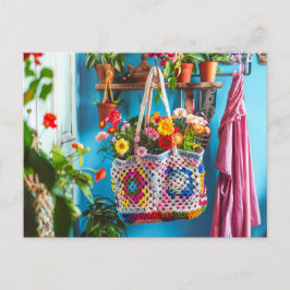 Granny Square Crochet Art Postkarte