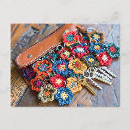 Granny Square Crochet Art Postkarte