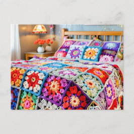 Granny Square Crochet Art Postkarte