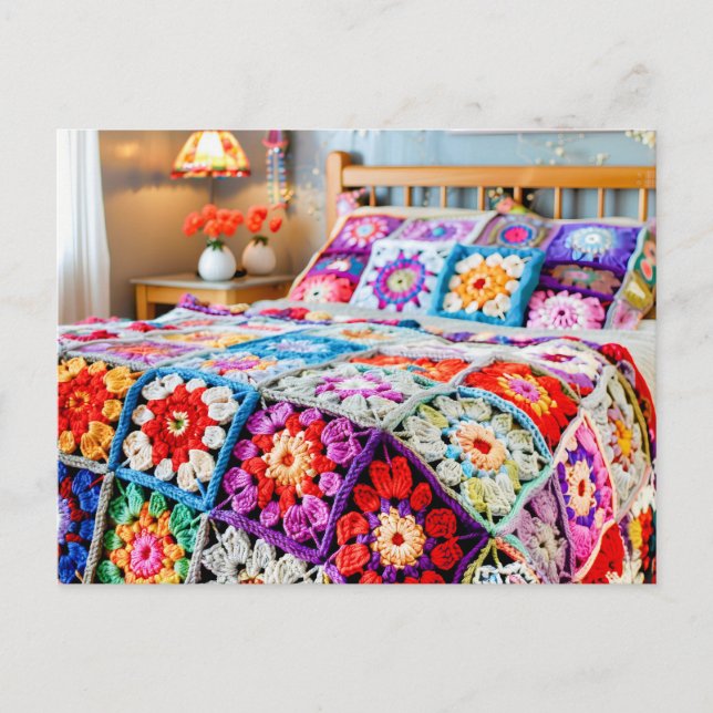 Granny Square Crochet Art Postkarte (Vorderseite)