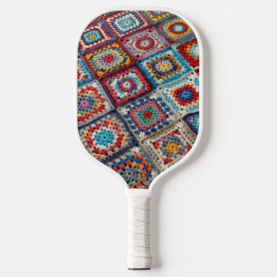 Granny Square Crocheted Quilt Pickleball Schläger