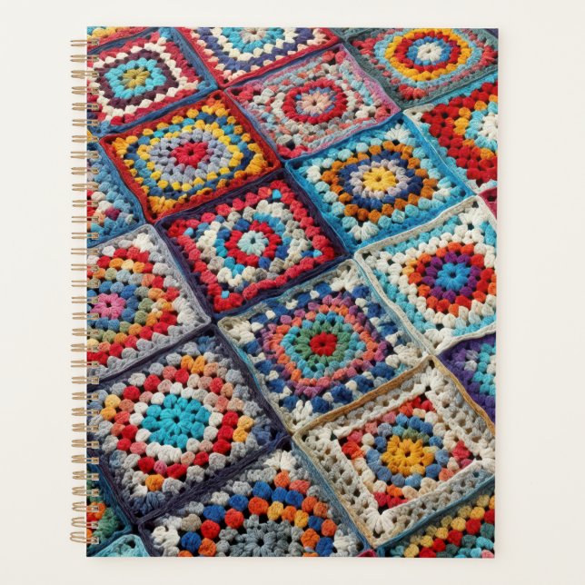 Granny Square Crocheted Quilt Planer (Vorderseite)