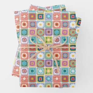 Granny Square Musterpapier Geschenkpapier Set