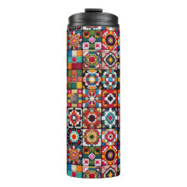 Granny Squares Crochet Pattern Blankon Print Thermosbecher