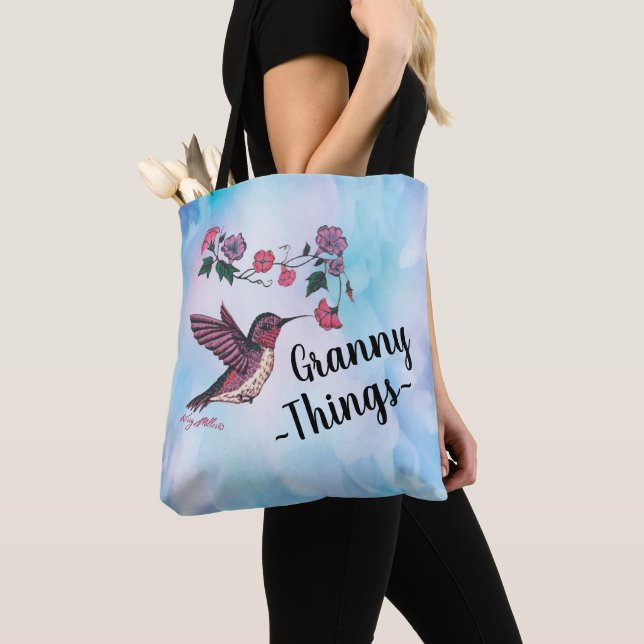 Granny Things, Hummingbird und Blume Tote Tasche (Von Nahem)