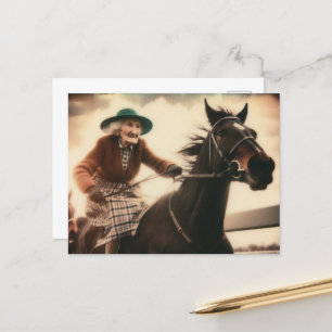 Granny und ihr Rennpferd Postkarte