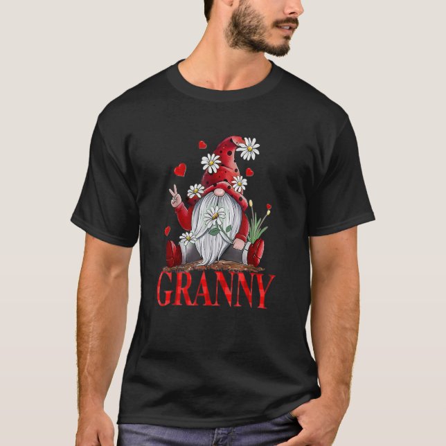 Granny Valentine Gnome Hippie Beetle Daisy Blume T-Shirt (Vorderseite)