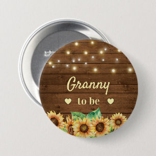 Granny zu New Großmutter Sonnenblume Babydusche Button