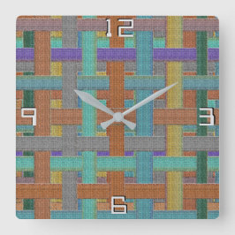 Grannys farbiges "kariert" mit Leinwand Quadratische Wanduhr