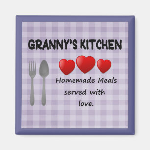 Granny's Kitchen Lila Gingham Magnet