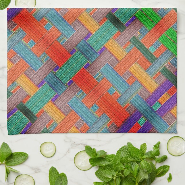 Grannys rotgekreuzte Streifen, mit gewebtem Aspekt Geschirrtuch (Gefaltet)