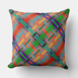 Grannys rotgekreuzte Streifen, mit gewebtem Aspekt Kissen