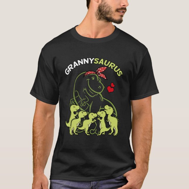 Grannysaurus Granny 5 Kinder Dinosaurier Muttertag T-Shirt (Vorderseite)