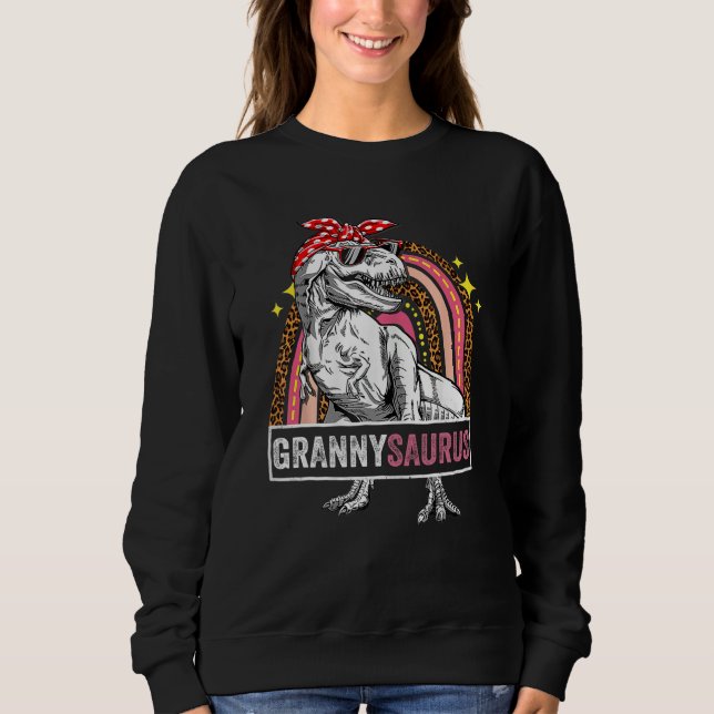 Grannysaurus Rex Dinosaur Leopard Rainbow Saurus Sweatshirt (Vorderseite)